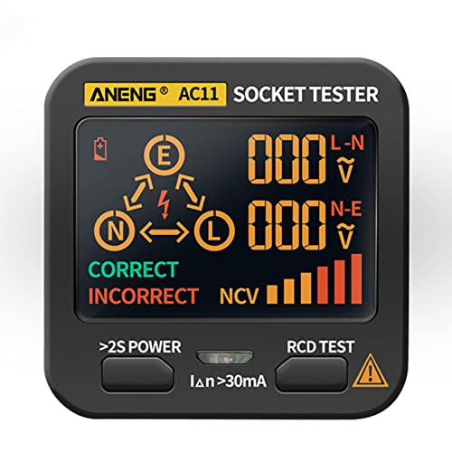 BuyWeek AC11 Steckdosentester, Intelligenter Elektrischer Spannungsprüfer LCD Display Steckdosenprüfer Spannungsprüfgerät für Zuhause, Fabriken(EU PLUG) von BuyWeek