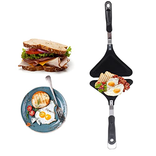 BuyWeek Sandwich Toaster, Antihaft Sandwich Pfanne Doppelseitige Bratpfanne Sandwichmaker Toastpfanne Flip Grillpfanne für Brot, Toast, Panini, Waffeln von BuyWeek