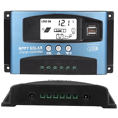 BuyWeek 100A MPPT Solar Laderegler 12V/24V Solar Ladegerät Controller Solar Panel Regulator Charge Controller Solarpanel Batterie Intelligenter Solarregler mit 5V Dual USB LCD Display von BuyWeek