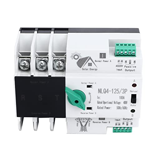 BuyWeek Automatischer Dual-Power-Transferschalter, Mini-Generator-Umschalter, Unterbrechungsfreier 100 A 400 V 3P RV-Transferschalter Für Stromversorgungssystem (NLQ4-125/3P) von BuyWeek