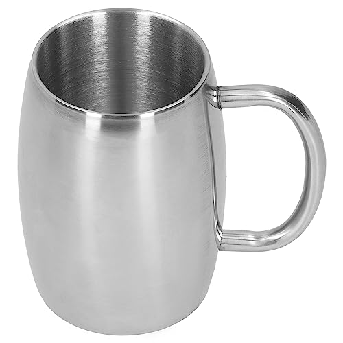 BuyWeek Edelstahl Bierkrug, 400ml Kaffeetasse Milch Teetasse Edelstahl Trinkbecher Mit Griff Für Zuhause Und Büro von BuyWeek