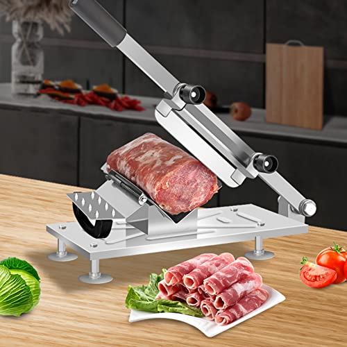 BuyWeek Fleischschneidemaschine, Manuelle Schneidemaschine Edelstahl Allesschneider Gefrorene Fleischschneidemaschine für die Küche von BuyWeek