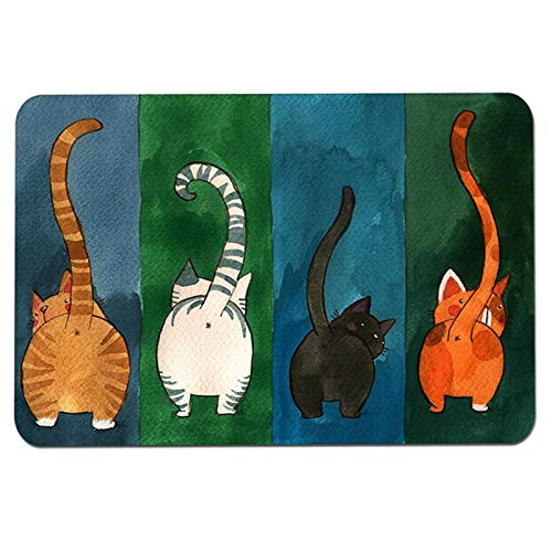 BuyWeek Fußmatte Katze, Katzenmuster Willkommensmatte rutschfeste Fussmatte Eingangsteppich für Innen und Außenbereich Badezimmer(45 * 70cm) von BuyWeek