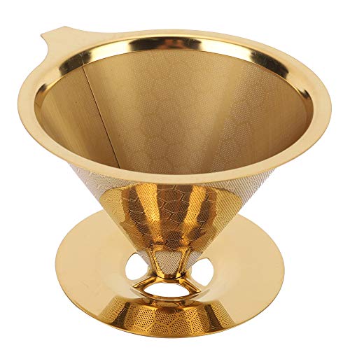BuyWeek Kaffeefilter Gold, Edelstahl Pour Over Kaffeefilter Wiederverwendbar Kaffeefilter Kaffeesieb Golden Kaffee Filter von BuyWeek