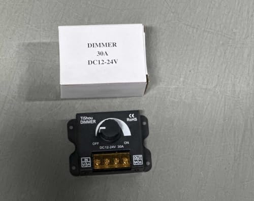 BuyWeek LED Dimmer DC 12V-24V 30A PWM-Dimm-Controller LED-Streifen Helligkeitsregler Dimmerknopf zum Einstellen mit Metallgehäuse für Einfarbigen LED-Lampen und LED-Streifen von BuyWeek