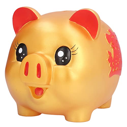 BuyWeek Sparschwein, Gold-Cartoon-Schwein-Spardose, Anti-Fall-Sparbüchse, Spardose für Kinder, Geschenk, Dekoration, Münzen, Aufbewahrung(Extra Large) von BuyWeek