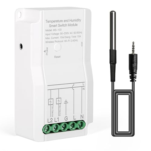 BuyWeek Temperaturregler Smart Thermostat WiFi DIY Switch Modul Temperaturschalter mit Tuya APP Timing, Dual Output Controller Zuhause Temperatursensor für Brewing Inkubation Pflanzenkultur BuyWeek Temperaturregler Smart Thermostat WiFi DIY Switch Modul Temperaturschalter mit Tuya APP Timing, Dual Output Controller Zuhause Temperatursensor für Brewing Inkubation Pflanzenkultur von BuyWeek