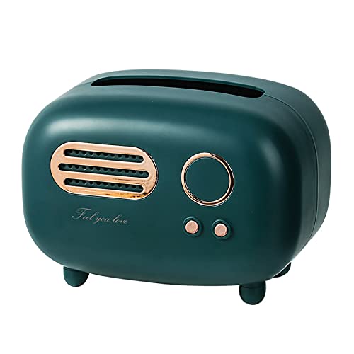 BuyWeek Tissue Box Halter, Retro Radio Modell Tissue Dispenser Box Desktop Paper Holder Servietten Organizer für Badezimmer Küche Zuhause(Green) von BuyWeek