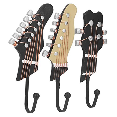 BuyWeek Wandhaken, 3 Stück, dekorative Haken in Vintage-Gitarrenform, Kleiderbügel für Schlüssel, Hüte, Mäntel, Schals von BuyWeek