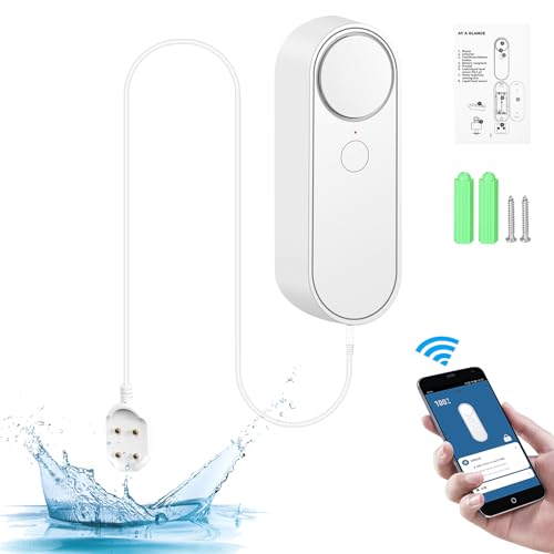 BuyWeek Wassermelder WLAN Homematic Wassersensor 90dB Wassermelder Wasseralarm Smart Wasserwarner mit Tuya APP Fernüberwachung für Keller, Badezimmer, Waschküche BuyWeek Wassermelder WLAN Homematic Wassersensor 90dB Wassermelder Wasseralarm Smart Wasserwarner mit Tuya APP Fernüberwachung für Keller, Badezimmer, Waschküche von BuyWeek