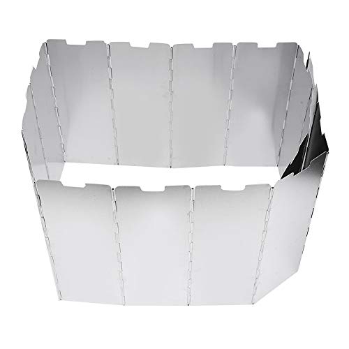 BuyWeek Windschutz für Campingkocher, 16 Platten Faltbar Windschutz für Outdoor Gaskocher, Aluminium Windschutzscheibe für Camping Grill Picknick von BuyWeek