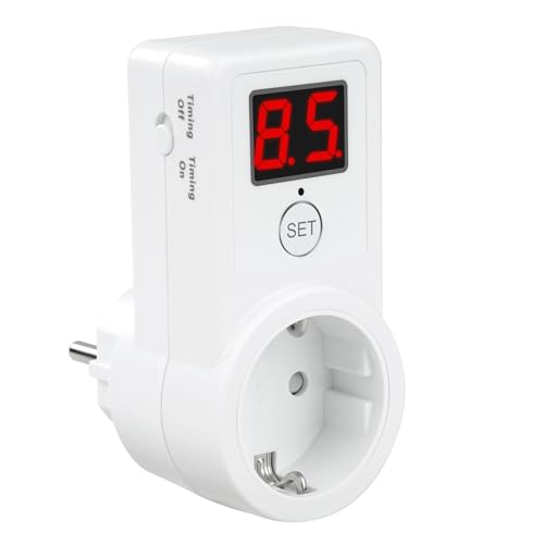 BuyWeek Digitale Countdown Timer Schaltsteckdose mit LCD-Display (Countdown 10 Minuten - 9 Stunden 50 Minuten) für Innenbereich, Haushaltsgeräte, Weihnachtsbaum von BuyWeek