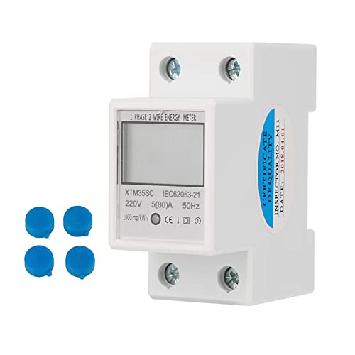 BuyWeek LCD Digitale Stromzähler, XTM35SC 1 Phasen 220V 5 (80) A KWh Zähler 2 Poliger 35 mm Hutschiene Stromzähler LCD Display Spannung Strom Leistungsfaktor Zähler BuyWeek LCD Digitale Stromzähler, XTM35SC 1 Phasen 220V 5 (80) A KWh Zähler 2 Poliger 35 mm Hutschiene Stromzähler LCD Display Spannung Strom Leistungsfaktor Zähler von BuyWeek