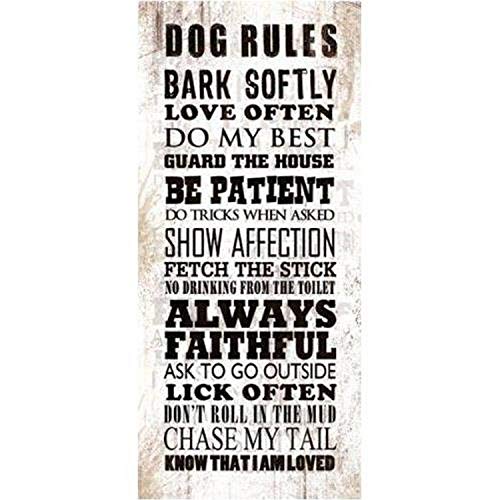 Buyartforless Dog Rules - Bark Softly Love Often Humorous Sign by Jim Baldwin 18x8 Art Print Poster von Buyartforless