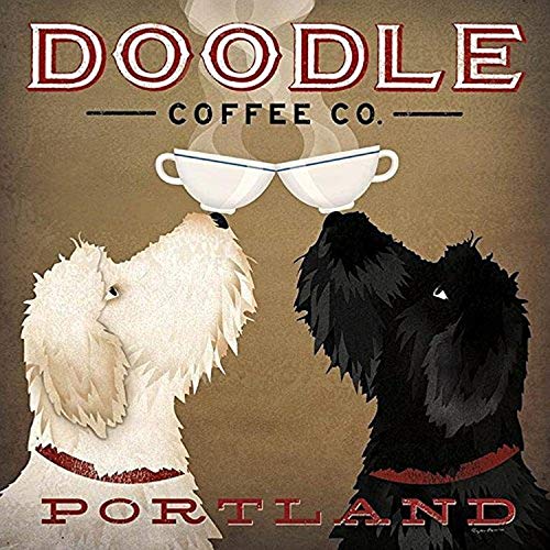 Buyartforless Double Doodle Coffee Company Portland by Ryan Fowler 12x12 Signs Art Print Poster Vintage von Buyartforless