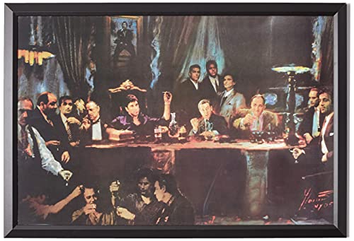 Buyartforless Gerahmtes Poster Gangster Last Supper von Ylli Haruni 91,4 x 61 cm, Kunstdruck, Pate Scarface Sopranos Goodfellas, Schwarz von Buyartforless