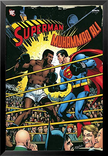 Buyartforless Gerahmtes Poster Superman vs. Muhammad Ali Boxing 91,4 x 61 cm, Comic-Kunstdruck, Rot, Schwarz, Weiß, Gelb, Blau, 61 x 91 cm von Buyartforless