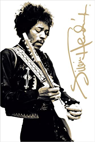 Buyartforless Jimi Hendrix Poster mit Gitarre, 91 x 61 cm, Schwarz/Weiß von Buyartforless