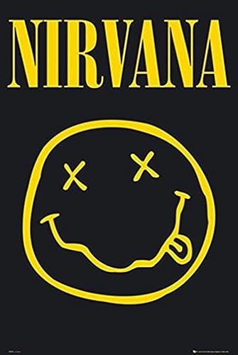 Buyartforless Nirvana – Smiley Face 36 x 24 Musik-Poster Rock and Roll Music Legend Kurt Cobain von Buyartforless