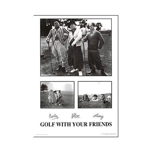Buyartforless Poster, Motiv Golf with Your Friends - The Three Stooges, 36 x 61 cm, klassisches Comedy-Humor, lustiges Film, Schwarz und Weiß von Buyartforless