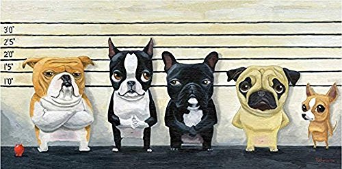 Buyartforless The Lineup by Brian Rubenacker 24x12 Art Print Poster Wall Decor Dog Humor Cute Funny Dogs Police Lineup von Buyartforless