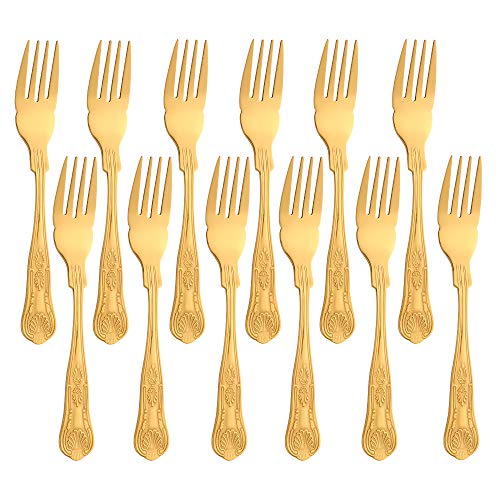 Buyer Star 12-teiliges Fischgabel-Set, Gold Edelstahl Gabeln Besteck für Fische, Spiegelpoliert-17,5 cm von Buyer Star