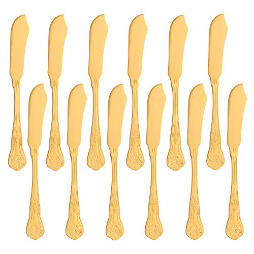 Buyer Star 12-teiliges Fischmesser, goldenes Edelstahl-Gabel-Set für Fisch, spiegelpoliertes Besteckset von Buyer Star