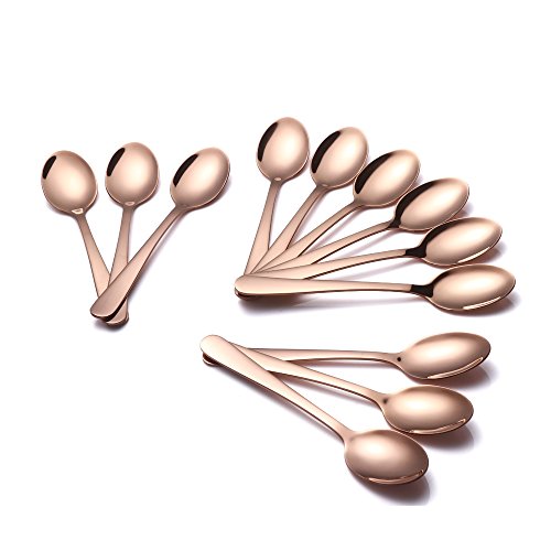 Buyer Star 12st Kaffeelöffel Roségold Mini Teelöffel, 18/10 Edelstahl Löffel für Zucker Dessert Kuchen Espresso Demitasse EIS Spoon von Buyer Star