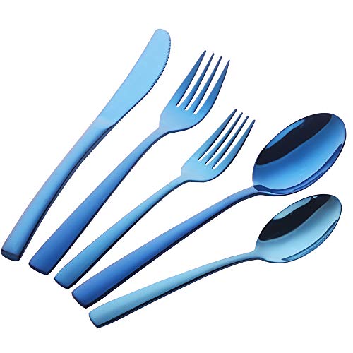Buyer Star 20 Stück Blau Besteck, Edelstahl Geschirrset für 4, Blue Cutlery Set Geschirr für die Hochzeit Party Küche Restaurant von Buyer Star