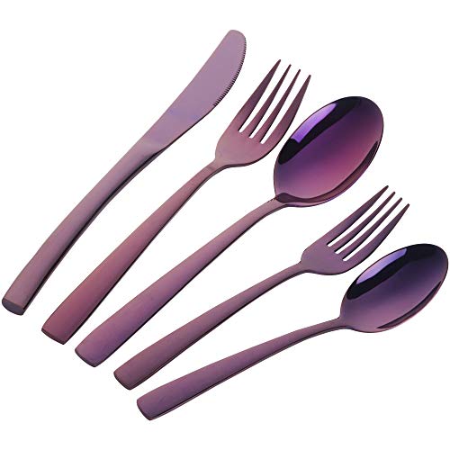 Buyer Star 20 Stück Lila Besteck, Edelstahl Geschirrset für 4, Purple Cutlery Set Geschirr für die Hochzeit Party Küche Restaurant von Buyer Star