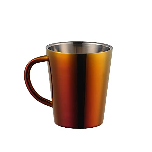 Buyer Star 304 Edelstahl Kaffeetassen mit Griff, Doppelwandige Tassen Espresso Kaffeebecher, doppelwandig, bruchsicher, für Reisen, Camping, 300ml 1 Stück (Regenbogenrot) von Buyer Star