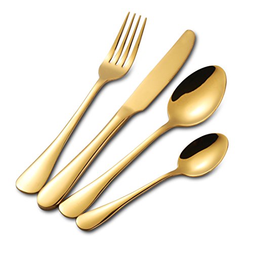 Buyer Star Besteckset Edelstahl Besteck Utensilien Geschirr Messer Gabel Teelöffel Löffel Black Cutlery von Buyer Star