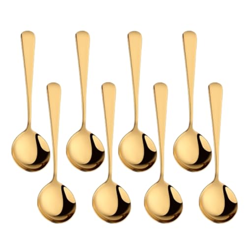 Buyer Star 8-Stück Brühe Getreide Löffel Set wiederverwendbare Edelstahl Abendessen Tabelle Runde Löffel Gold Camping Besteck von Buyer Star