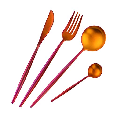 Buyer Star Besteck Fuchsia Cutlery Set Edelstahl Geschirr Set Rainbow Red Cutlery für 1 von Buyer Star