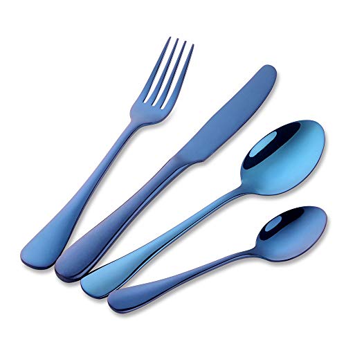 Buyer Star 16pcs Blue Besteckset Edelstahl Besteck Utensilien Geschirr Besteck Utensil Set Teelöffel Messer Gabel Löffel von Buyer Star