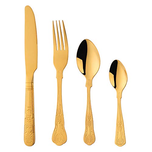 Buyer Star Kings Besteck Set Edelstahl Gold Cutlery Set, Service für 6 von Buyer Star