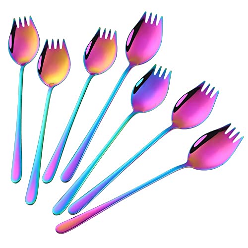 Buyer Star Sporks 6er Pack 18/8 Edelstahl Göffel für den täglichen Haushalt 7,6 Zoll Eislöffel & Salatgabeln Obst Vorspeise Dessert (Regenbogen) von Buyer Star