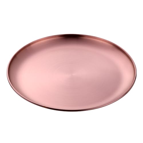 Buyer Star Edelstahl Teller, 23cm Edelstahl Platten, Metall-Speiseteller für Steaksalat, Dessertteller, Edelstahlteller Servierteller für Camping, Picknick, Küche, Grillen, Party, 1 Stück Roségold von Buyer Star