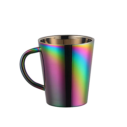 Buyer Star YDware 304 Edelstahl Kaffeetassen mit Griff, doppelwandig, bruchsicher, für Reisen, Camping, umweltfreundlich-300ml Regenbogen 1 Stück von Buyer Star