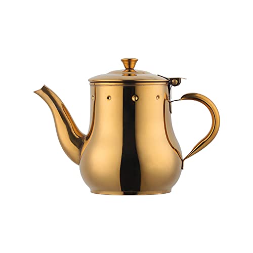 Edelstahl Teekanne Gold mit Tee-Infusor Filter Servierkanne Wasser Kaffeemaschine Öl Topf 500ml Buyer Star，Spiegel polnisch von Buyer Star