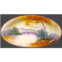 Vintage Morimura Noritake Handbemalte Nippon Schale. Landschaft Und Wasserszene. Fehler von BuyfromGroovy