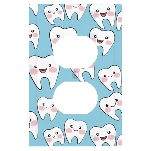Buyidec Niedliche Dental-1-Gang-Einzel-Duplex-Steckdosenabdeckung, Jumbo-Größe, elektrische Wandplatte, elektrischer Dekorator, Lichtschalter, Steckdosenabdeckung von Buyidec