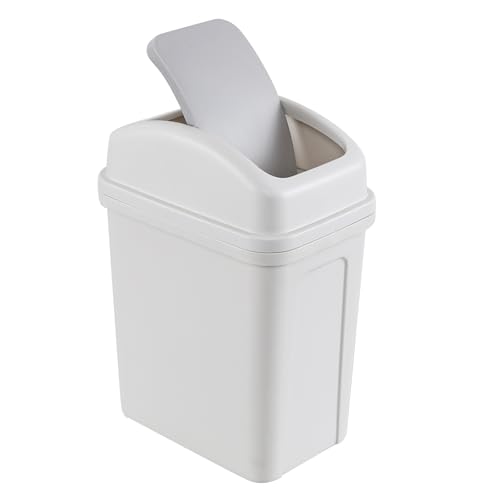 Buyitt Kleiner Abfalleimer mit Schwingdeckel, Kunststoff, Badezimmer-Mülleimer, 4 l, Grau von Buyitt