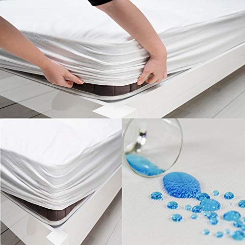 Matratzenschoner 100x200cm Wasserdicht, Buymax®, 2er-Set, wasserdichte Spannbettlaken ohne Knistern, Inkontinenzauflage Rundumgummi Atmungsaktiv Rundumbezug Anti-Milben Bezug waschbar von Buymax