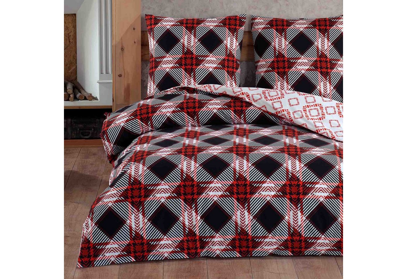 Bettwäsche, Buymax, Biber, 2 teilig, 155x220 cm Flanell 100% Baumwolle Winterbettwäsche mit Reißverschluss von Buymax