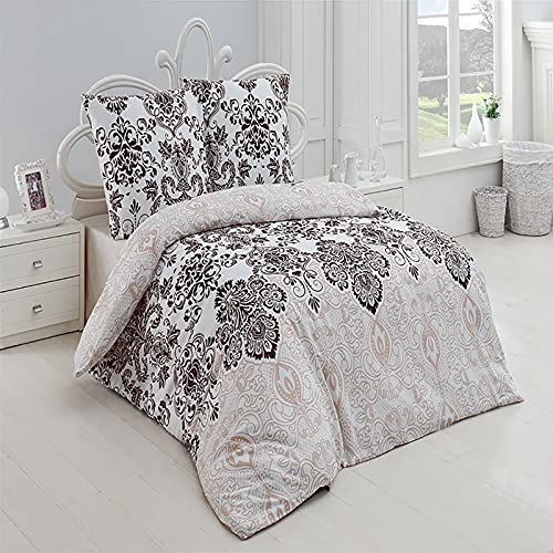 Buymax® Bettwäsche 200x200 100% Baumwolle 3-Teilig Bettbezug - Bettwäsche-Sets 200 x 200cm mit 2 mal Kissenbezüge 80x80cm, ÖKO-TEX Renforcé-Bettdeckenbezug Set mit Reißverschluss von Buymax