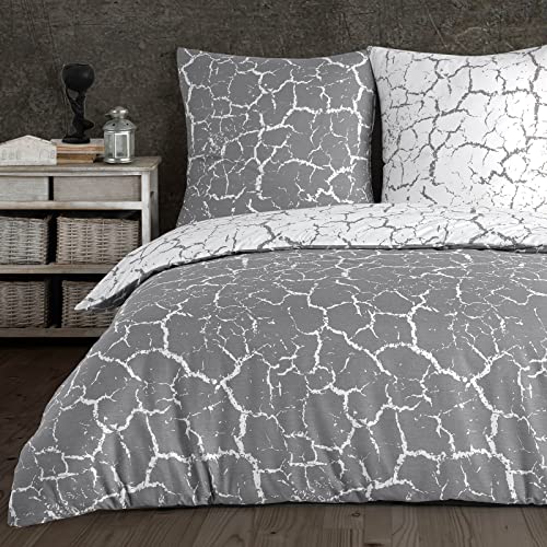 Buymax® Bettwäsche 155x220 100% Baumwolle 4-Teilig Bettbezug - Bettwäsche-Sets 155 x 220cm mit 2 mal Kissenbezüge 80x80cm, ÖKO-TEX Renforcé-Bettdeckenbezüge Set mit Reißverschluss von Buymax