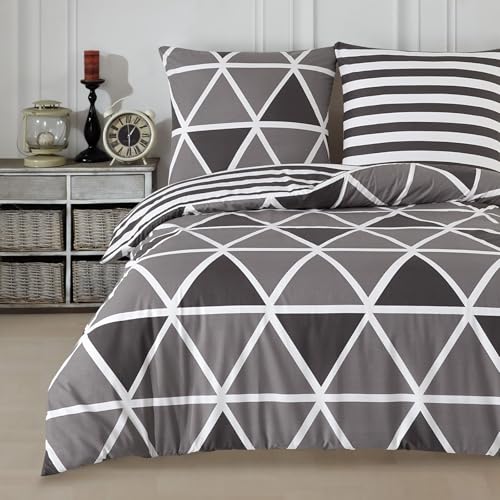 Buymax® Bettwäsche 200x200 100% Baumwolle 3teilig Bettbezug - Bettwäsche-Sets 200 x 200cm 2 x Kissenbezug 80x80cm, ÖKO-TEX Renforcé-Bettdeckenbezug Set mit Reißverschluss von Buymax