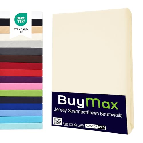 Buymax® Spannbettlaken 60x120cm Baumwolle 100% Kinderbett Spannbetttuch Baby Bettlaken Jersey, Matratzenhöhe bis 15 cm, Farbe Beige von Buymax