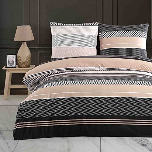 Buymax® Bettwäsche 200x200 100% Baumwolle 3-Teilig Bettbezug - Bettwäsche-Sets 200 x 200cm mit 2 mal Kissenbezüge 80x80cm, ÖKO-TEX Renforcé-Bettdeckenbezug Set mit Reißverschluss von Buymax